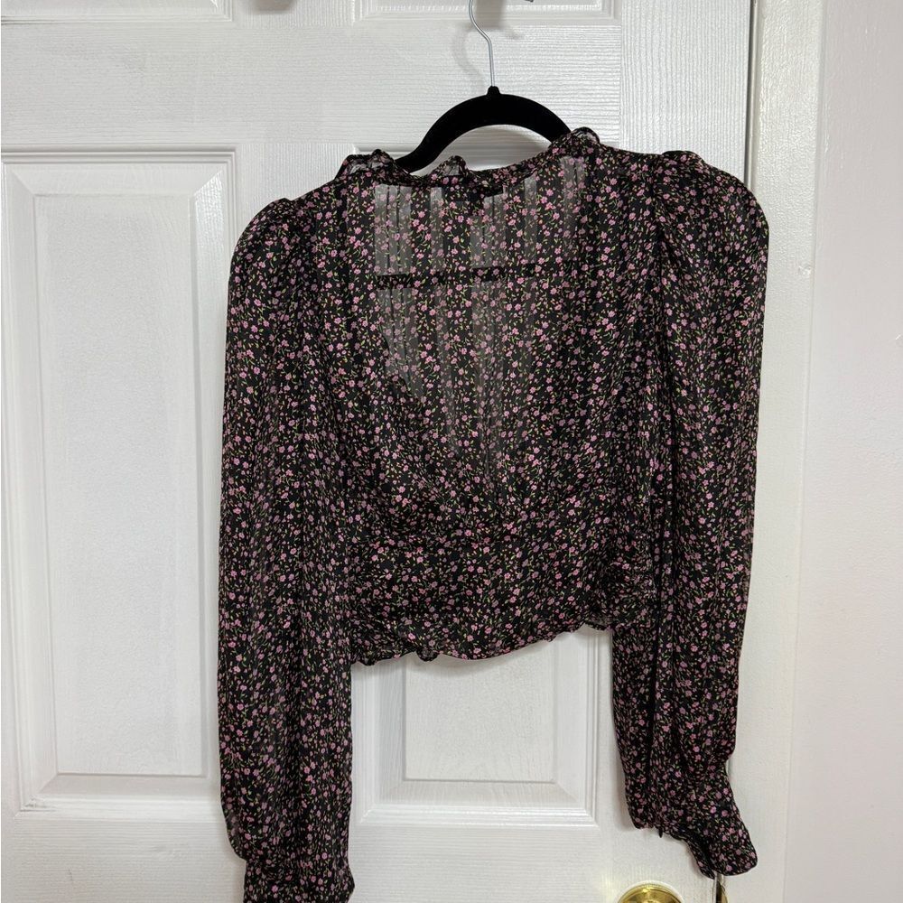 For Love And Lemons Black and Pink Floral Blouse